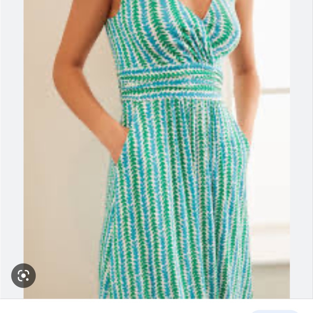 Boden Sleeveless V-Neck Effie Jersey Dress Size 14R blue green - Picture 4 of 8